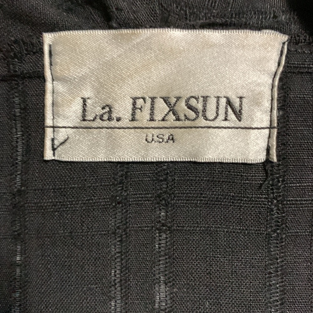 La FIXSUN Women’s 100% Linen Hi-Low Textured Boxy Black Button-Up Shirt USA XL - Picture 9 of 16